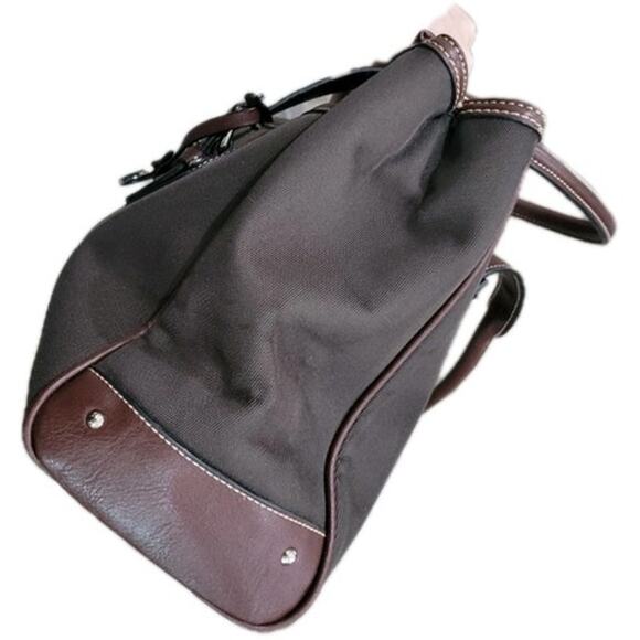 Etienne Aigner Vintage Leather & Canvas Tote Shoulder Bag Purse Brown Large - Picture 9 of 13